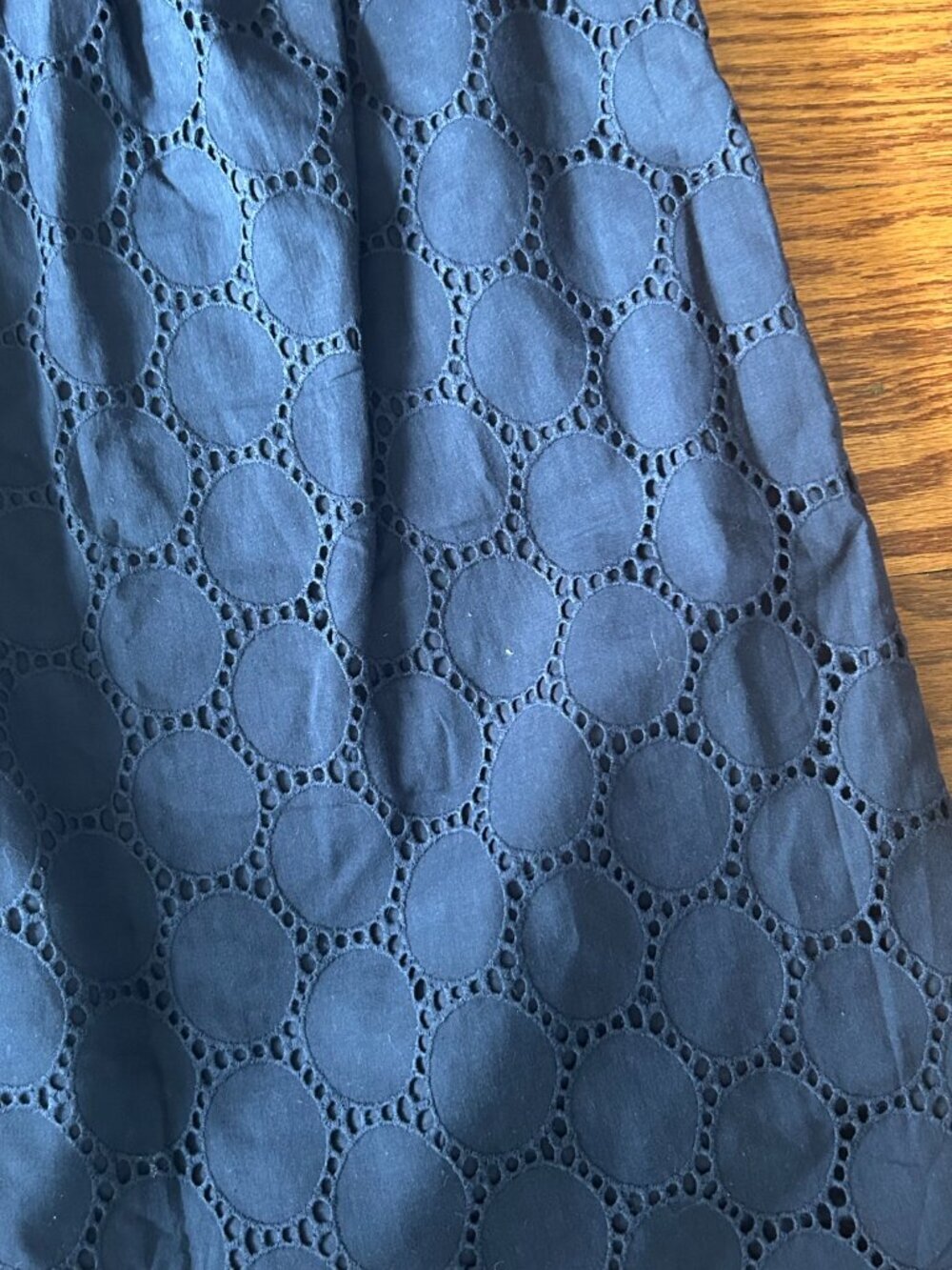LOFT Ann Taylor Navy Eyelet Cap Sleeve Square Neck Dressn Size 4P Petite in exce - Picture 8 of 13